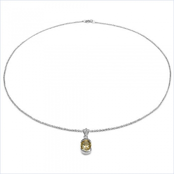 Collier/Halskette mit Anhänger-Citrin (Sonnenstein)-Zirkonia-2,53 Karat
