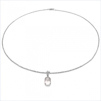 Collier/Halskette m.Anhänger-Rosenquarz-Zirkonia/3,28 Karat