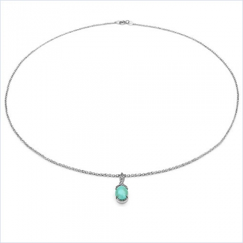 Collier/Halskette mit Anhänger-Türkis-Zirkonia-2,57 Karat