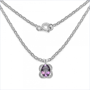 Collier/Halskette Amethyst/Weißtopas-Anhänge-6,02 Karat