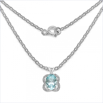 Collier/Halskette Blautopas/Weißtopas-Anhänger-7,52 Karat