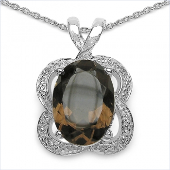Collier/Halskette mit Smoky-Topas/Rauchquarz/Weißtopas-Anhänger-5,57 Karat