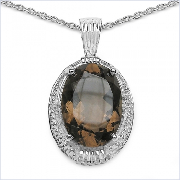 Collier/Kette mit großem Smoky-Topas/Rauchquarz-Weißtopas-Anhänger 11,67 Karat