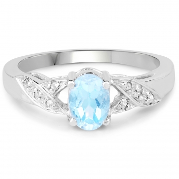 Edler Diamant / Blue Topas-Ring - 925 Silber-in 1,05 Karat