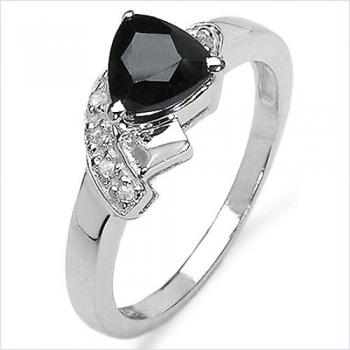 Edler Diamant-Black Saphir-Ring-925 St.Silber Rhodiniert-0,85 Karat