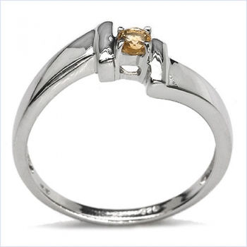Klassischer Citrin-Ring-925/Silber-Rhodiniert-0,10 Karat