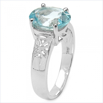 Großer Blau-Topas-Ring-925 Sterling Silber 3,25 Karat