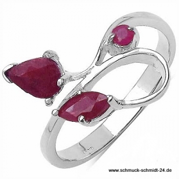 Eleganter, echter Rubin Ring-Sterling Silber-Rhodiniert-0,84 Karat