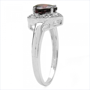 Strahlender Granat/Zirkonia-Herz-Ring - 925 Sterling Silber - Rhodiniert 2,17 Karat