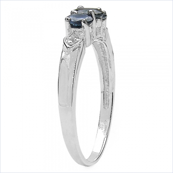 Saphir/Weißtopas-Ring-925 Sterling Silber Rhodiniert-0,86 Karat