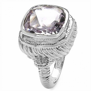 Großer Diamant/Amethyst-Ring-925 Silber Rhodiniert 6,34 Karat