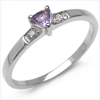 Verführerischer Amethyst/Diamant-Ring 925 Sterl.Silber Rhodiniert