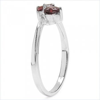 Edler Herz-Granat/Weißtopas-Ring-925 Silber Rhod.