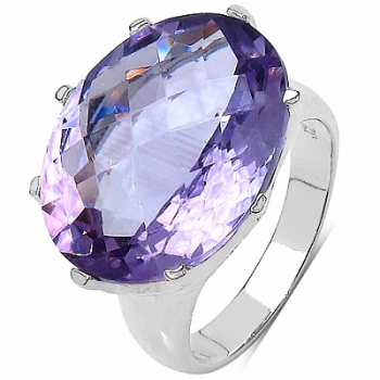 Facettierter großer Amethyst-Ring-Messing versilbert-Rhodiniert-11,28 Karat
