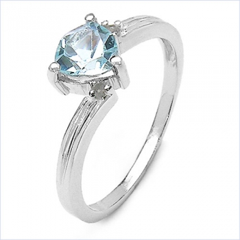 Edler Diamant/Blautopas-Ring-925Sterling Silber Rhodin.-0,82 Karat
