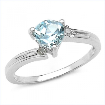 Edler Diamant/Blautopas-Ring-925Sterling Silber Rhodin.-0,82 Karat