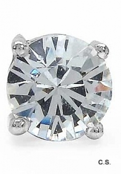 Herren-Ohrring/Ohrstecker Weißer Zirkonia -925 Silber-Rhodiniert-0,84 Karat