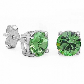 Ohrringe/Ohrstecker peridotfarbene Zirkonia -925 Silber-Rhodiniert-1,80 Karat