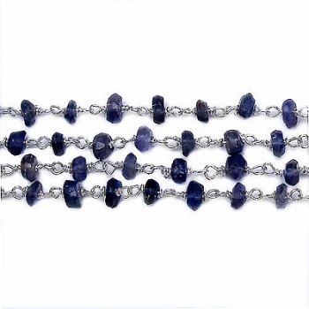 Edelstein-Collier/Kette-Iolite-925 Sterling Silber Rhodiniert-500 Edelsteine