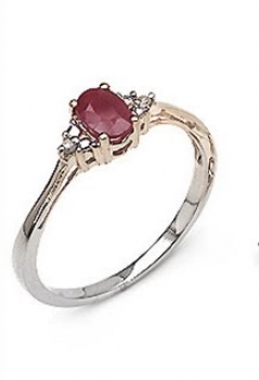 Diamant/Rubin Ring-925 Sterling Silber Rhodiniert-0,47 Karat