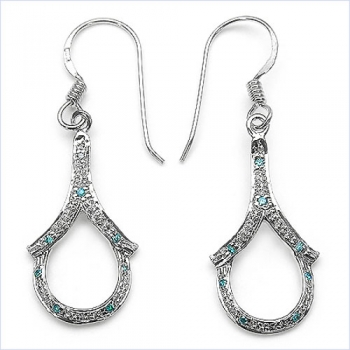 Ohrringe mit 16 Blue Zirkonia 925 Sterling Silber-Rhodiniert