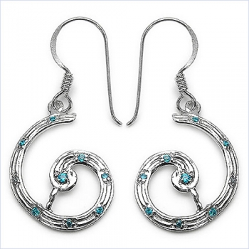 Ohrringe m.18 Blue Zirkonia 925 Sterling Silber-Rhodin.0,40 Karat