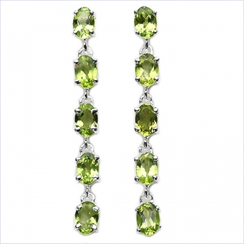 Ohrringe/Ohrstecker mit 10 Peridots-925 Silber-Rhodiniert-4,50 Karat