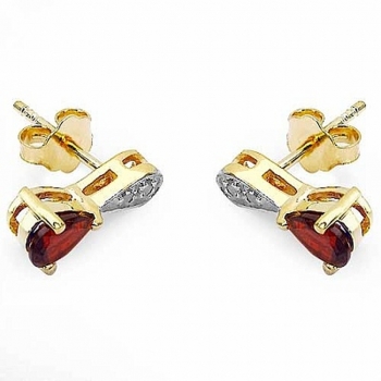 Ohrringe/Ohrstecker mit Diamant/Granat-0,94 Karat Silber-vergoldet 10 Karat