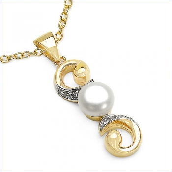 Ohrringe mit Perle/Zirkonia in 925 Silber/Vergoldet-2,04 Karat