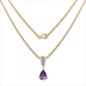 Collier/Kette mit Diamant/Amethyst-Anhänger 0,77 Karat Silber-vergoldet 10 Karat