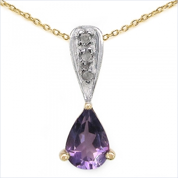 Diamant/Amethyst-Schmuckset 5-teilig-Anhänger,Kette,Ohrstecker,Ring-2,37 Karat