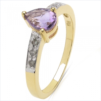Diamant/Amethyst-Ring 0,79 Karat - Vergoldet mit Gelbgold 10 Karat