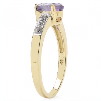 Diamant/Amethyst-Ring 0,79 Karat - Vergoldet mit Gelbgold 10 Karat