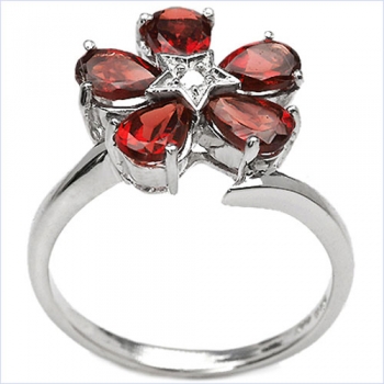 Blume-Amethyst-Ring-925 Sterling Silber Rhod.2,00 Karat