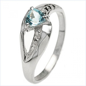Stylisher Blautopas-Ring-925 Sterling Silber Rhodiniert-0,50 Karat