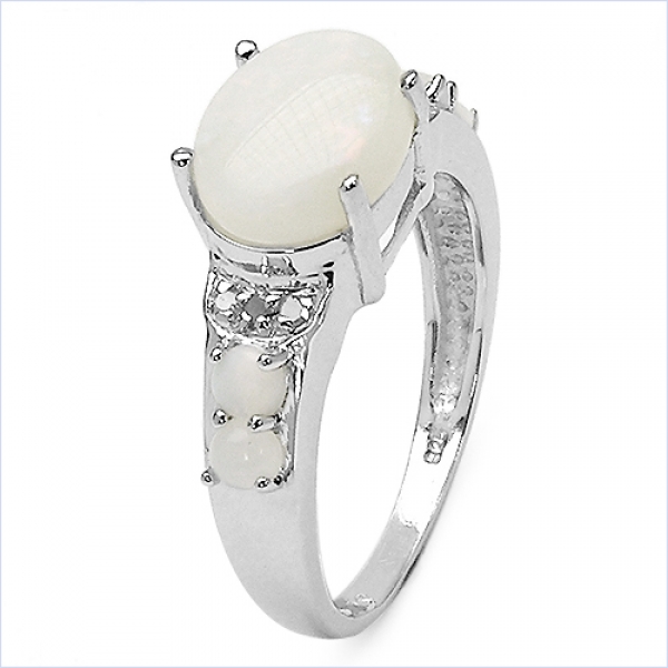 Exotischer Diamant-Opal-Ring-925 Sterling Silber Rhodin.-1,77 Karat