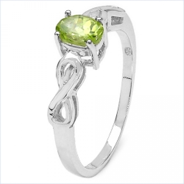 Einzigartiger Peridot-Ring-925/Silber-Rhodiniert 0,45 Karat