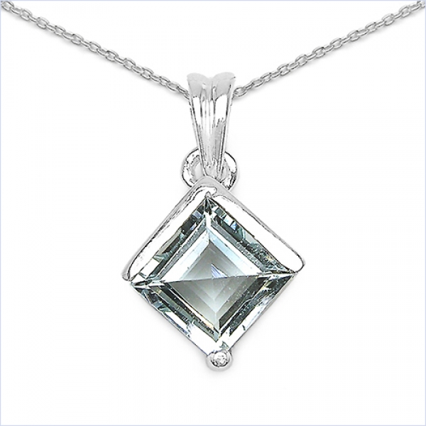 Collier/Kette mit Anhänger-Blautopas 925 Silber/Rhodin.-1,75 Karat