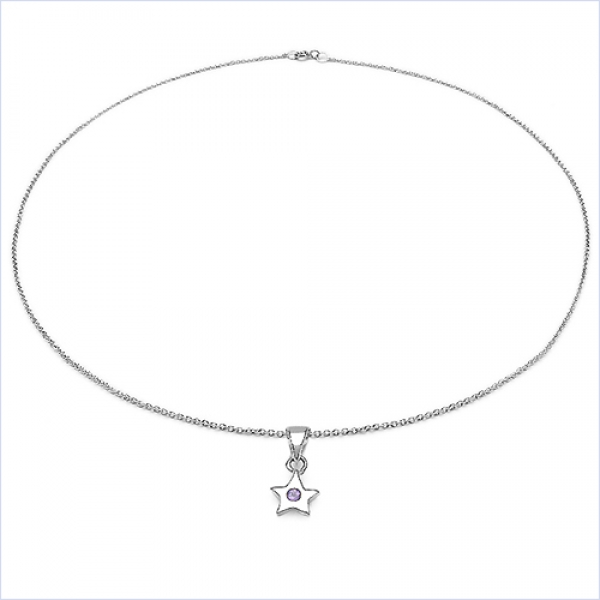 Collier/Kette Anhänger Stern Amethyst 925 Silber Rhodiniert