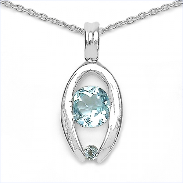 Collier/Kette mit Blautopas-Anhänger 925 Silber/Rhodin.-0,64 Karat