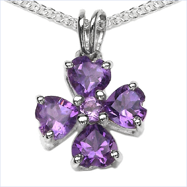 Collier/Kette Blume-Amethyst-Anhänger 925 Silber-Rhodin.-1,07 Karat