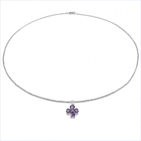Collier/Kette Blume-Amethyst-Anhänger 925 Silber-Rhodin.-1,07 Karat