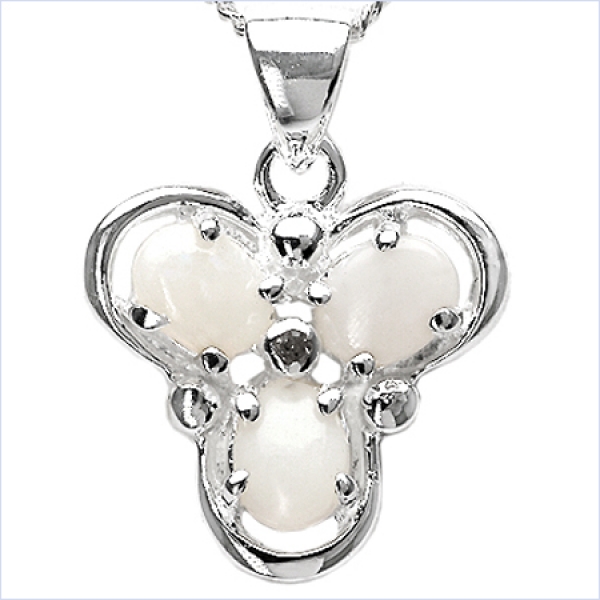 Collier/Halskette mit Diamant/Opal-Anhänger-0,67 Karat