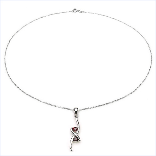 Collier/Kette mit Amethyst-Anhänger 925 Silber-Rhodiniert