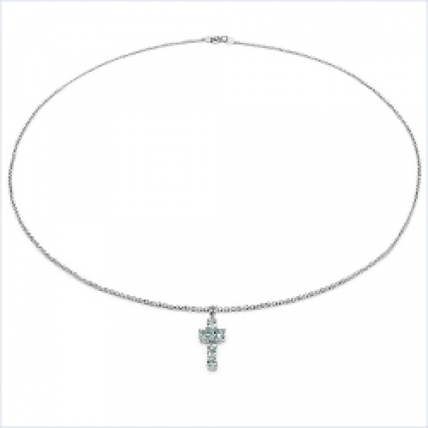 Collier/Kette Anhänger Blautopas-Kreuz-Silber 1,75Karat