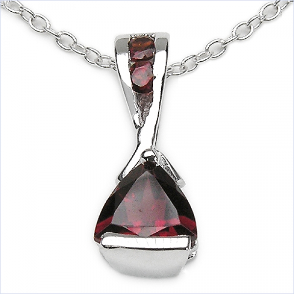 Collier/Kette mit Granat-Anhänger 925 Silber/Rhodin.-0,80 Karat