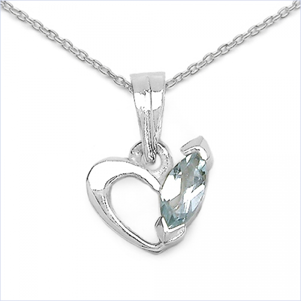 Collier/Kette Anhänger mit Blautopas-925Silber-Rhodiniert-0,30 Karat