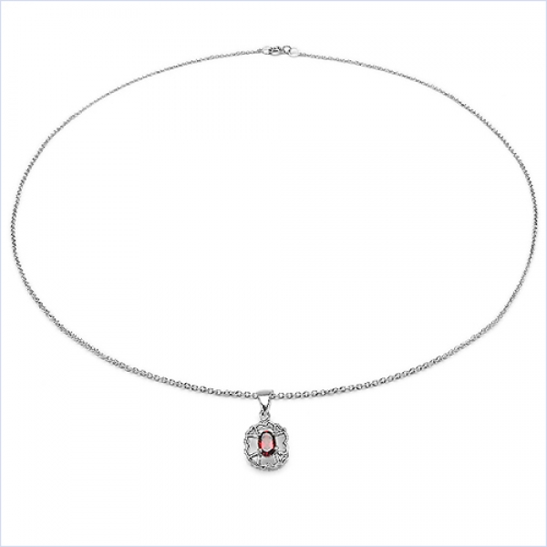 Collier/Kette mit ovalen Peridot-Anhänger 925-Silber Rhodiniert