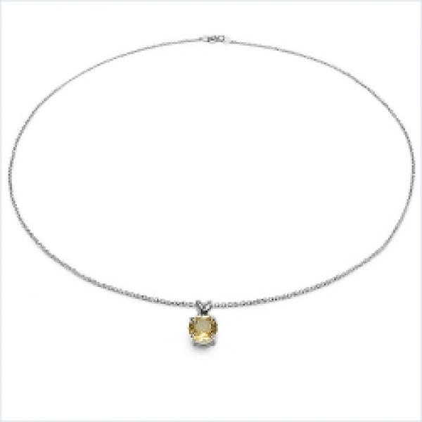 Collier/Halskette m.Citrin-Anhänger 925-Sterling-Silber-0,50 Karat
