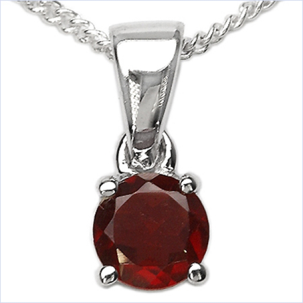 Collier/Kette mit Granat-Anhänger 925 Silber/Rhod.-0,60 Karat